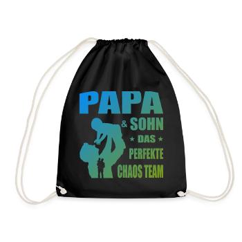 Papa und Sohn Das perfekte Chaos Team Geschenk - Turnbeutel - Schwarz - Vorne