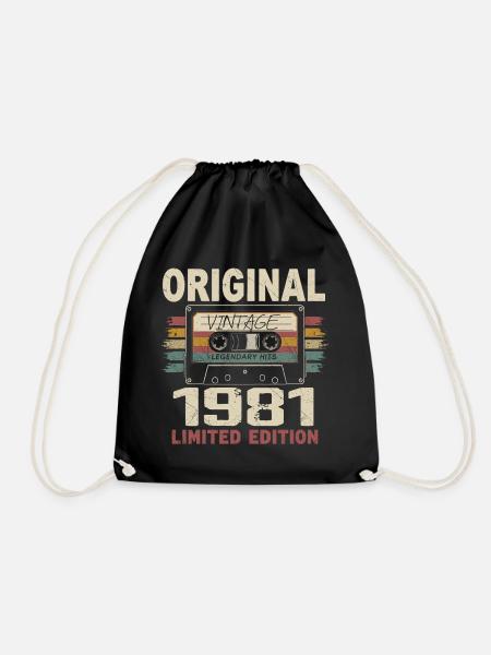 1981 Geburtstagsgeschenk 1981 Jahrgang 1981 Retro - Turnbeutel - Schwarz