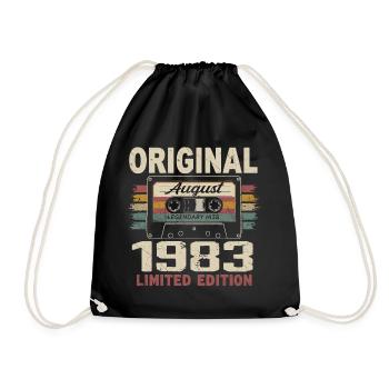August 1983 August 1983 Gift August 1983 August 1983 - Drawstring Bag - black - Front