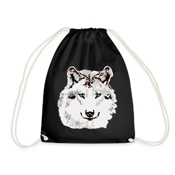 Weisser Wolf blaue Augen - Turnbeutel - Schwarz - Vorne