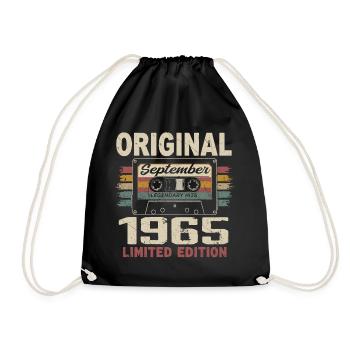 September 1965 Birthday, born in September 1965 - Drawstring Bag - black - Front