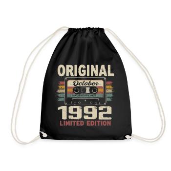 Né en Octobre 1992 | Cadeau Vintage Octobre 1992 - Sac de sport léger - noir - Devant