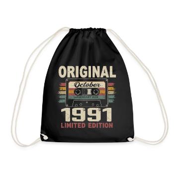 Né en Octobre 1991 | Cadeau Vintage Octobre 1991 - Sac de sport léger - noir - Devant