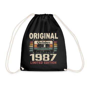 Born in October 1987 | Vintage Gift October 1987 - Drawstring Bag - black - Front