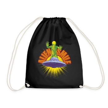 Ship and Retro Alien - Drawstring Bag - black - Front