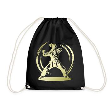 Karate Silhouette Fighter - Drawstring Bag - black - Front
