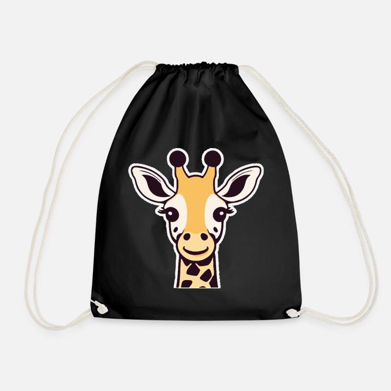Niedliche Giraffe (Kopf) - Turnbeutel - Schwarz