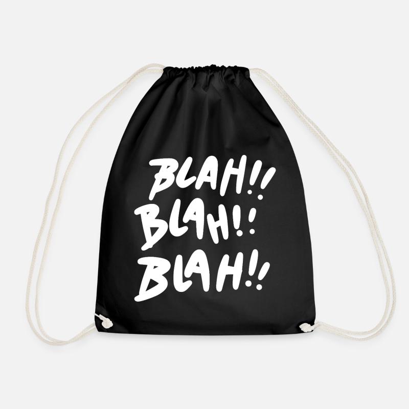 Blah Blah Blah White - Drawstring Bag - black
