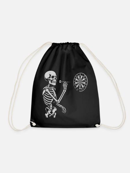Skeleton playing darts game - Drawstring Bag - black