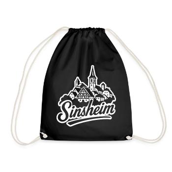 Sinsheim Kraichgau - Illustration mit Schriftzug - Turnbeutel - Schwarz - Vorne