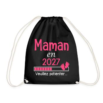 Mama im Jahr 2027 Geschenk für werdende Mama - Turnbeutel - Schwarz - Vorne