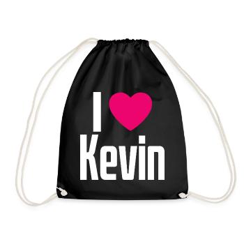 I Love Kevin Pink Heart I Love Kevin - Drawstring Bag - black - Front