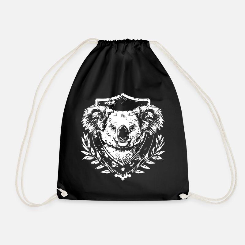 Koala Wappen Siegeldesign - Turnbeutel - Schwarz