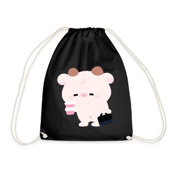 Tried Cow Coffee Run - Drawstring Bag - black - Front