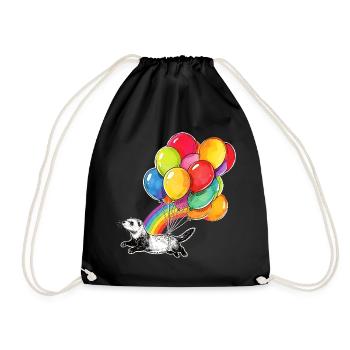 Ferret Balloons and Rainbow - Drawstring Bag - black - Front