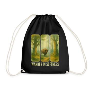 Wandering Bison in the Forest - Drawstring Bag - black - Front