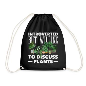 Introvert Discuss Plants Funny - Drawstring Bag - black - Front