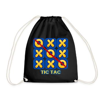 Retro-Tic-Tac-Toe-Spielabend-Grafik - Turnbeutel - Schwarz - Vorne
