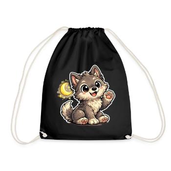 Mondnacht Wolfchen Kuschelpfote - Turnbeutel - Schwarz - Vorne