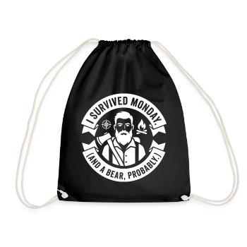 I Survived Monday et Bear – Humour en plein air - Sac de sport léger - noir - Devant