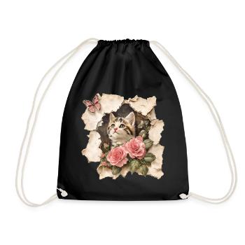 Chat au papillon - Sac de sport léger - noir - Devant
