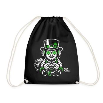 Irish I Was Gaming St Patricks Day Gamer - Drawstring Bag - black - Front