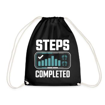 Steps Completed 10000 Schritte - Drawstring Bag - black - Front