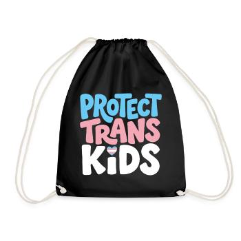 Pride Month LGBT -  Protect Trans Kids - Drawstring Bag - black - Front