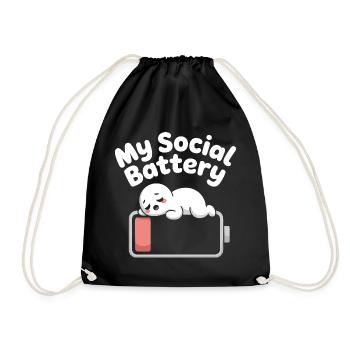 Social Battery Introvert Dead Battery Battery - Drawstring Bag - black - Front