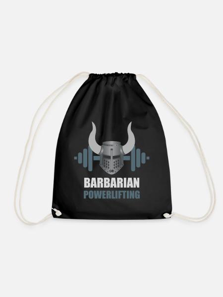 Barbarian Warrior Powerlifting Workout - Drawstring Bag - black