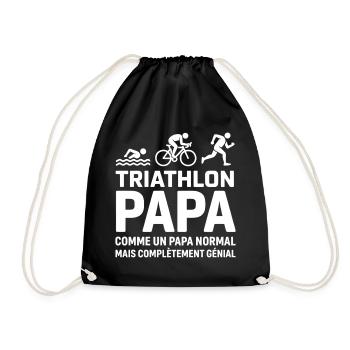 Humour Papa Triathlète - Cadeau Idéal  - Sac de sport léger - noir - Devant