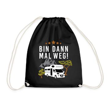 Bin dann mal weg! Mit dem Wohnmobil beim Camping - Turnbeutel - Schwarz - Vorne