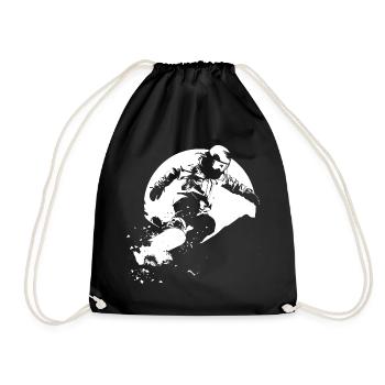 Snowboarder Drawing - Drawstring Bag - black - Front
