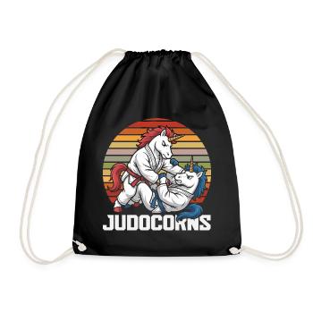 Judocorns Unicorn Judo Martial Arts Retro - Drawstring Bag - black - Front