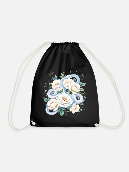 Blaues Snake Cream Roses Design. - Turnbeutel - Schwarz