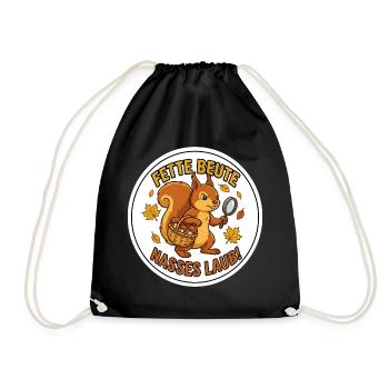 Pilze Sammeln Eichhörnchen Pilzsuche T-Shirt - Turnbeutel - Schwarz - Vorne