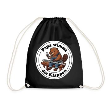 Querflöte Papa Biber Instrumentenbauer T-Shirt - Turnbeutel - Schwarz - Vorne