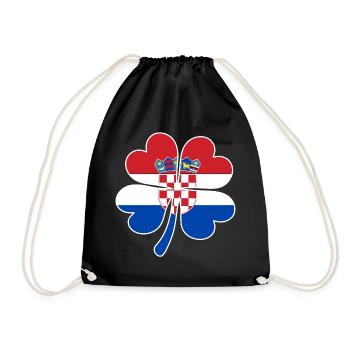 Kroatien Flagge Vierblättriges Kleeblatt - Turnbeutel - Schwarz - Vorne
