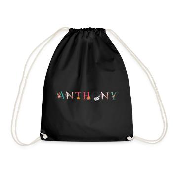 ANTHONY Nom Art avec fleurs brodées - Sac de sport léger - noir - Devant