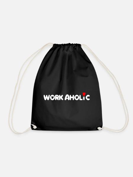 worker workaholic work - Drawstring Bag - black