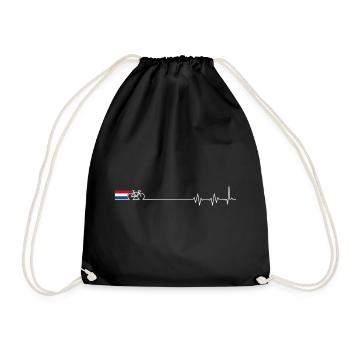 Dutch Bicycle Heartbeat - Drawstring Bag - black - Front