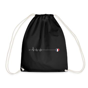 Heartbeat love france flag - Drawstring Bag - black - Front
