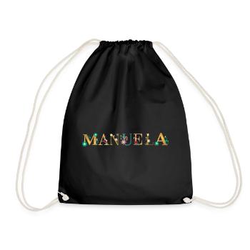 MANUELA name decorated with flowers - Drawstring Bag - black - Front