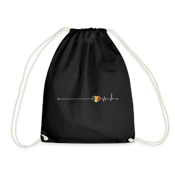 Heartbeat belgium flag - Drawstring Bag - black - Front