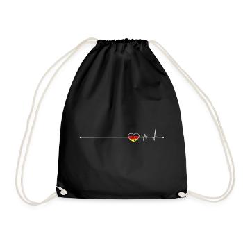 Heartbeat germany flag - Drawstring Bag - black - Front