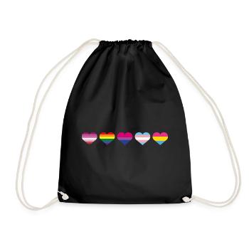 Regenbogen Herz - Turnbeutel - Schwarz - Vorne