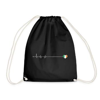 Heartbeat ireland flag - Drawstring Bag - black - Front