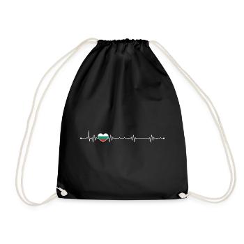 Heartbeat bulgaria flag - Drawstring Bag - black - Front