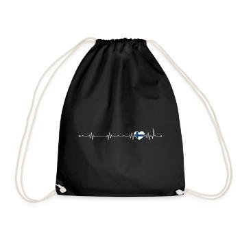 Finnish Heartbeat Nordic Line - Drawstring Bag - black - Front