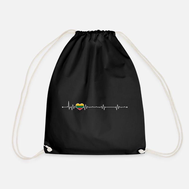Rainbow Heartbeat Pride - Drawstring Bag - black